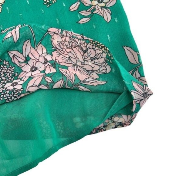 Torrid Cold Shoulder Chiffon Green Floral Halter Blouse - Picture 6 of 8